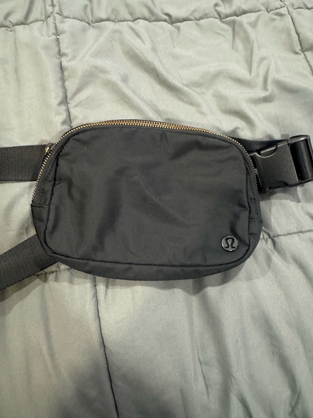 lululemon athletica Black Belt Bag with Gold Zipper